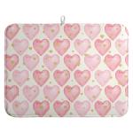 Pink Heart Dish Drying Mat for Kitchen Countertops