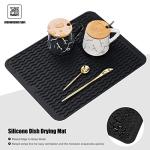 Large Non-Slip Silicone Dish Drying Mat - Black