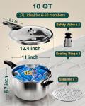 WantJoin 10-Quart Stainless Steel Pressure Cooker