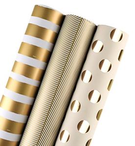 Gold Jumbo Wrapping Paper Roll Set - 3 Rolls