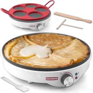 Electric 12-Inch Crepe Maker with Silicone Molds