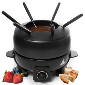 Black Electric Fondue Pot Set with Stainless Forks