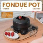 Black Electric Fondue Pot Set with Stainless Forks
