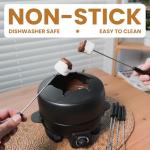 Black Electric Fondue Pot Set with Stainless Forks