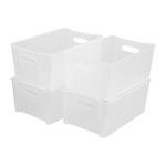 Stackable Plastic Fridge Storage Baskets, 4 Pack