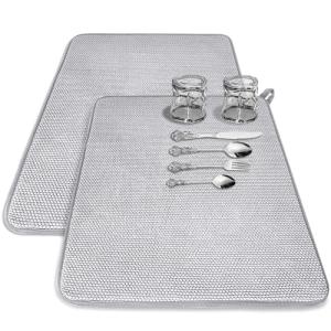 Large Absorbent Dish Drying Mats - Gray Set