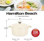 Hamilton Beach 3-Quart Enameled Cast Iron Dutch Oven
