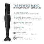 Elite Gourmet Electric Immersion Hand Blender, Black