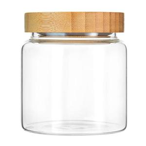 Cute 16 oz Glass Storage Canister with Bamboo Lid
