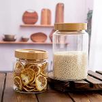 Cute 16 oz Glass Storage Canister with Bamboo Lid