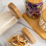 Cute 16 oz Glass Storage Canister with Bamboo Lid