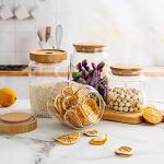 Cute 16 oz Glass Storage Canister with Bamboo Lid