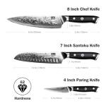 SHAN ZU 3-Piece Damascus Chef Knife Set