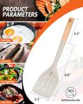 Set of 2 Non-Stick Silicone Spatulas with Wood Handles