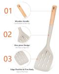 Set of 2 Non-Stick Silicone Spatulas with Wood Handles