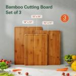 Bamboo Cutting Boards Set with Juice Grooves
