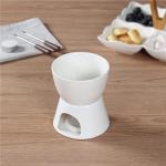 Sizikato White Porcelain 10 Oz Chocolate Fondue Set