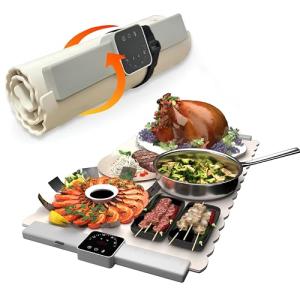 Foldable Silicone Food Warming Mat with Timers