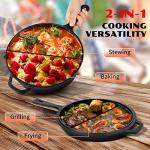 Overmont 3.2QT Cast Iron Dutch Oven with Skillet Lid