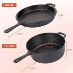 Overmont 3.2QT Cast Iron Dutch Oven with Skillet Lid