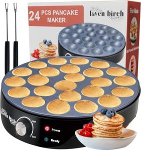 24PC Nonstick Mini Pancake Maker with Adjustable Heat