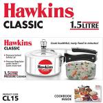 Hawkins 1.5 Litre Classic Pressure Cooker, Silver