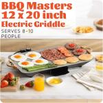 BBQ Masters 12x20 Electric Griddle, Nonstick Surface