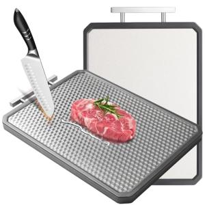 Large Stainless Steel Cutting Board with Non-Slip Edge
