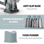 Rotary Cheese Grater with 3 Blades and Slicer