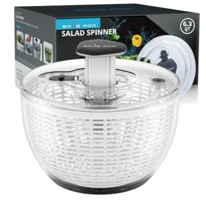 Large One-Handed Salad Spinner - 6.3 Qt White