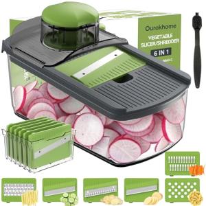 Ourokhome 6-in-1 Mandolin Slicer and Vegetable Cutter