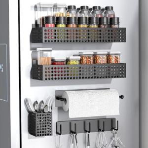 Toosci Magnetic Spice Rack with Towel and Utensil Holders