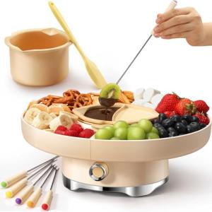 LUSHYUM Electric Chocolate Fondue Pot Set