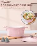 Ciwete 6 QT Pink Enameled Cast Iron Dutch Oven