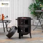 Outsunny 3-in-1 Charcoal BBQ Smoker Grill
