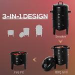 Outsunny 3-in-1 Charcoal BBQ Smoker Grill