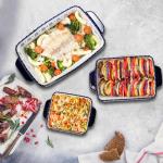 SOUJOY 3-Pack Rectangular Porcelain Bakeware Set