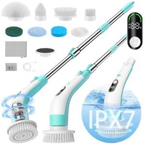 Electric Spin Scrubber with LED Display and 8 Brushes