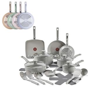 T-Fal 20-Piece Nonstick Cookware Set, Moon Grey