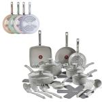 T-Fal 20-Piece Nonstick Cookware Set, Moon Grey