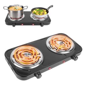 TeqHome Portable Double Hot Plate Burner 2000W