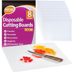 8-Pack Disposable Plastic Cutting Boards for Kitchen