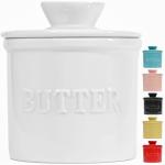 PriorityChef French Butter Crock with Lid, White