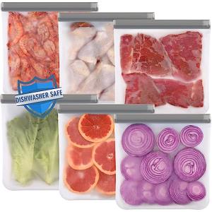 6 Pack Reusable Gallon Freezer Bags - BPA Free
