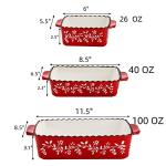 AVLA 3 Pack Ceramic Baking Dish Set, Red