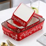 AVLA 3 Pack Ceramic Baking Dish Set, Red
