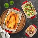 AVLA 3 Pack Ceramic Baking Dish Set, Red
