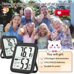 Antonki 2 Pack Digital Room Thermometers and Humidity Meters