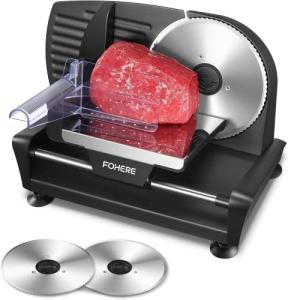 FOHERE 200W Electric Meat Slicer with Adjustable Blades