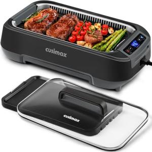 CUSIMAX Smokeless Indoor Electric Grill with LED Display